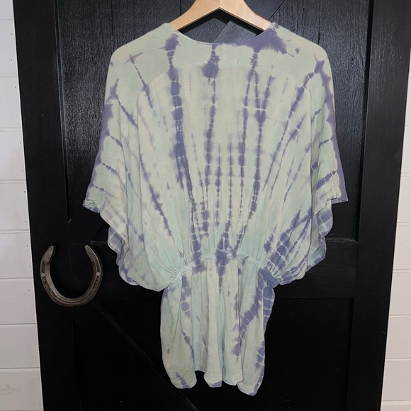 Mustard Seed Tie-Dye Loose Lightweight Beachy Boho V-Neck Romper Sz S - Picture 8 of 10